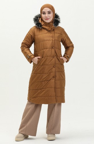 Hooded Quilted Coat 6002-02 Tan 6002-02