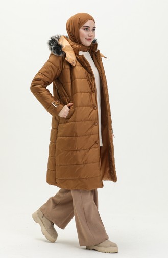 Hooded Quilted Coat 6002-02 Tan 6002-02