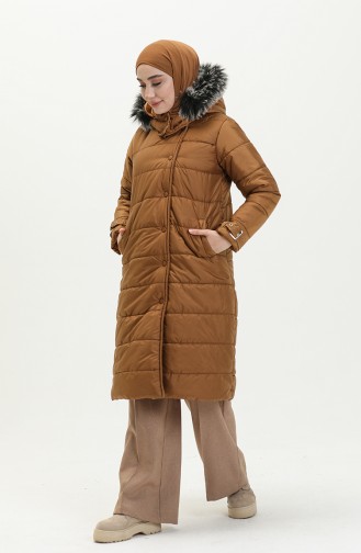 Hooded Quilted Coat 6002-02 Tan 6002-02