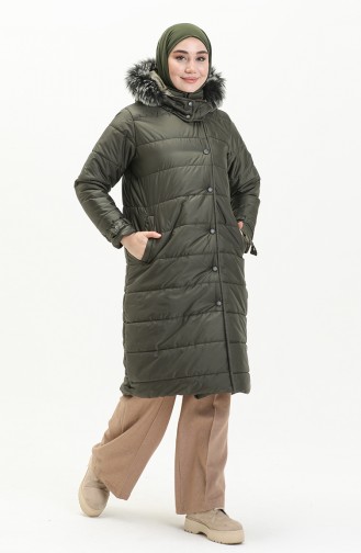 Manteau Matelassé à Capuche 6002-03 Khaki 6002-03