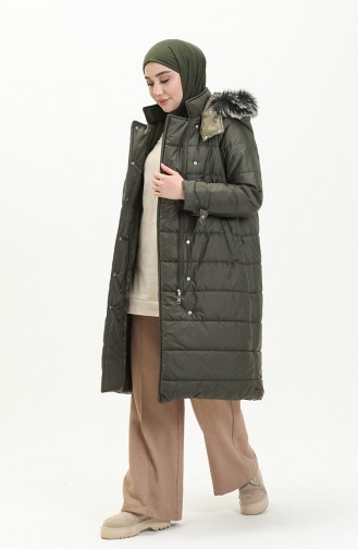 Hooded Quilted Coat 6002-03 Khaki 6002-03
