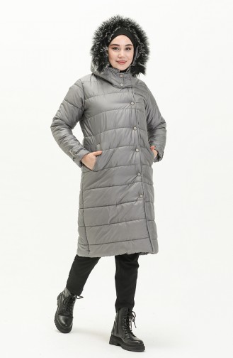 Manteau Matelassé à Capuche 6002-04 Gris 6002-04