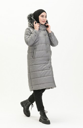 Hooded Quilted Coat 6002-04 Gray 6002-04