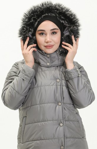 Hooded Quilted Coat 6002-04 Gray 6002-04