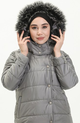 Manteau Matelassé à Capuche 6002-04 Gris 6002-04