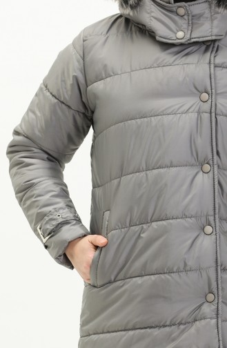 Manteau Matelassé à Capuche 6002-04 Gris 6002-04