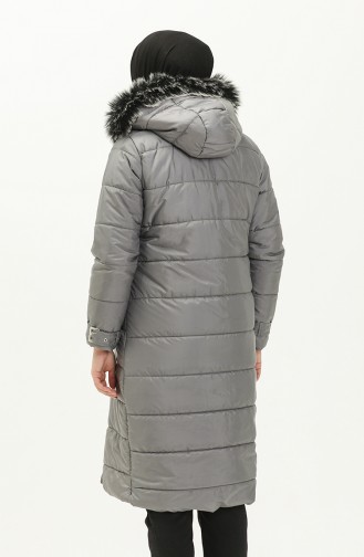 Manteau Matelassé à Capuche 6002-04 Gris 6002-04