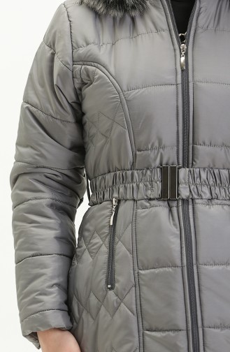 Manteau Matelassé à Ceinture 6003-01 Gris 6003-01