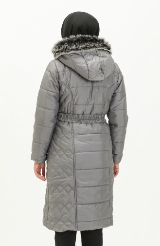 Belted Quilted Coat 6003-01 Gray 6003-01