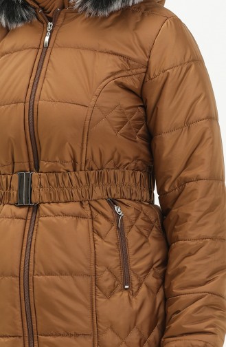 Belted Quilted Coat 6003-02 Tan 6003-02