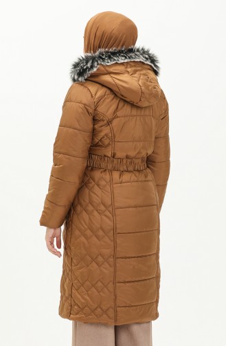 Belted Quilted Coat 6003-02 Tan 6003-02