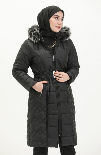 Belted Quilted Coat 6003-03 Black 6003-03