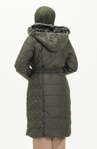 Belted Quilted Coat 6003-04 Khaki 6003-04