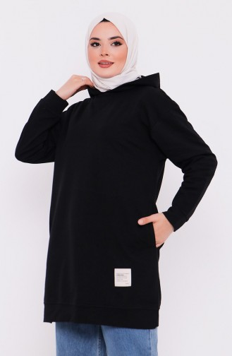 Kapüşonlu Sweatshirt 3027-13 Siyah