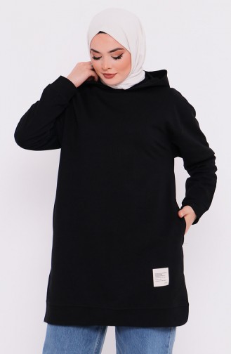 Kapüşonlu Sweatshirt 3027-13 Siyah