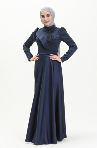 Navy Blue İslamitische Avondjurk 3965