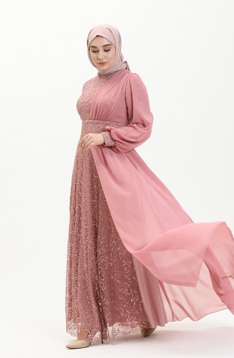 Abendkleid mit Pailletten 5408-12 Dunkel Puderfarben 5408-12