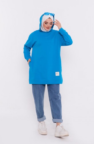 Sweat-shirt à Capuche 3027-11 Turquoise 3027-11