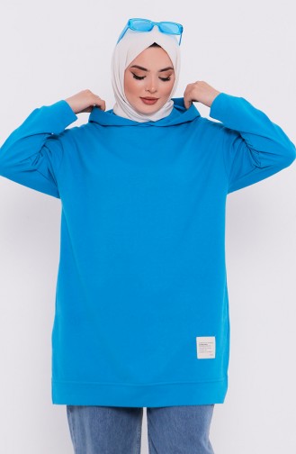 Sweat-shirt à Capuche 3027-11 Turquoise 3027-11
