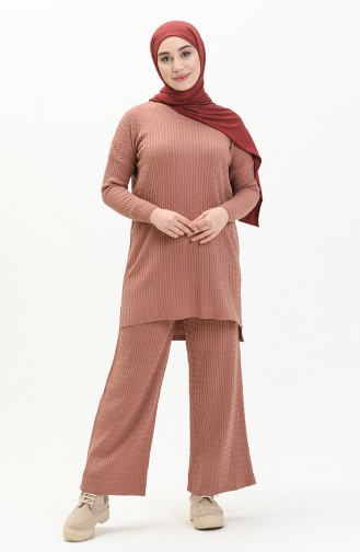 Trikot Strickmuster Tunika-Hose Zweiteiler 3345-14 Rosa 3345-14
