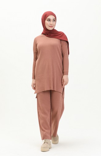 Trikot Strickmuster Tunika-Hose Zweiteiler 3345-14 Rosa 3345-14