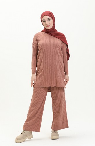 Trikot Strickmuster Tunika-Hose Zweiteiler 3345-14 Rosa 3345-14
