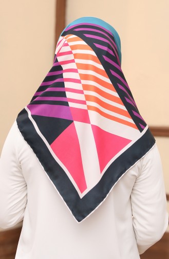 Patterned Twill Scarf 3002-03 Petrol Magenta 3002-03