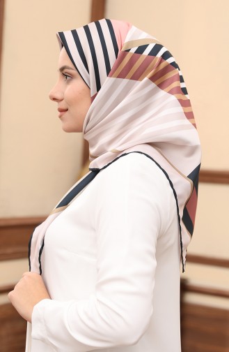 Desenli Twill Eşarp 3002-04 Somon Vizon