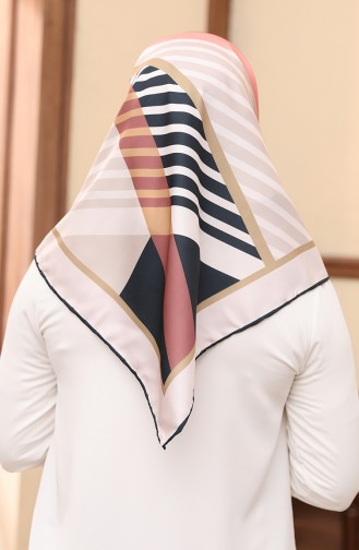 Desenli Twill Eşarp 3002-04 Somon Vizon