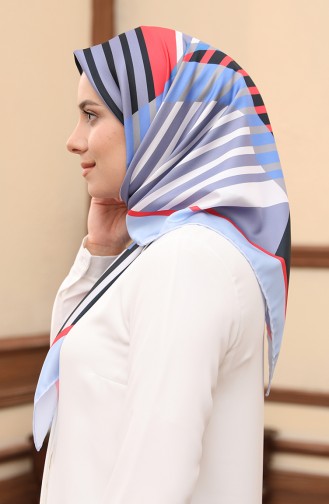 Gemustertes Twill Kopftuch 3002-07 Korallenfarben-Lila 3002-07