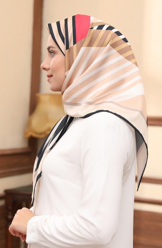 Gemustertes Twill Kopftuch 3002-08 Korallenfarben-Creme 3002-08