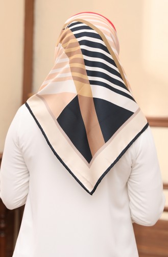 Gemustertes Twill Kopftuch 3002-08 Korallenfarben-Creme 3002-08