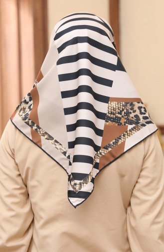 Patterned Twill Scarf 3003-02 Beige 3003-02