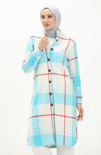 Ecossai gemusterte Holzfäller Tunika 1830D-02 Blau-Weiß 1830D-02