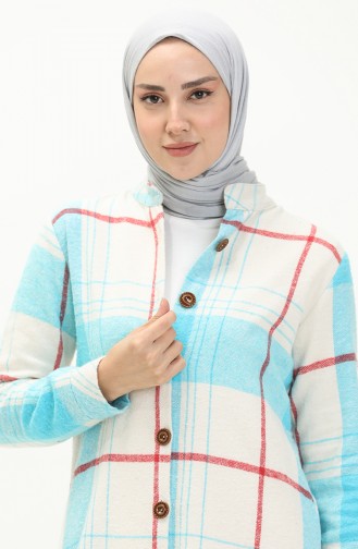 Ecossai gemusterte Holzfäller Tunika 1830D-02 Blau-Weiß 1830D-02