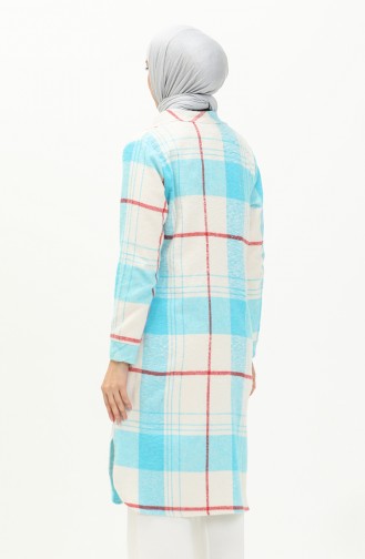 Ecossai gemusterte Holzfäller Tunika 1830D-02 Blau-Weiß 1830D-02