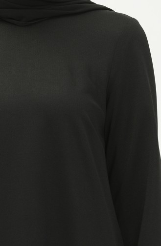 Asymmetric Tunic with Elastic Sleeve 4057-01 Black 4057-01