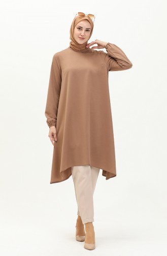 Elastic Sleeve Asymmetric Tunic 4057-02 Mink 4057-02