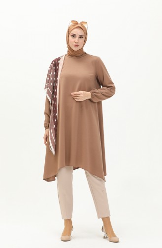Elastic Sleeve Asymmetric Tunic 4057-02 Mink 4057-02