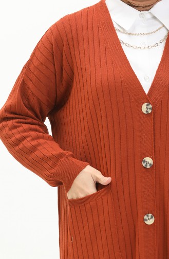 Cardigan Long Boutonné Tricot 3369-14 Brique 3369-14