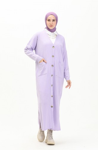 Trikot geknöpfte lange Strickjacke 3369-16 Lila 3369-16