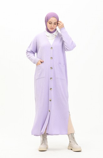 Trikot geknöpfte lange Strickjacke 3369-16 Lila 3369-16