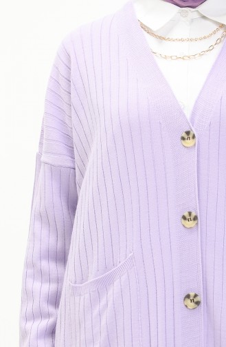 Trikot geknöpfte lange Strickjacke 3369-16 Lila 3369-16