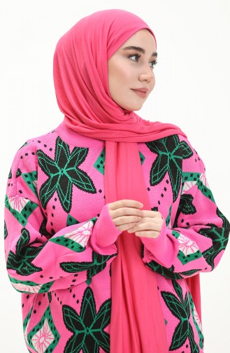 Triko Desenli Kazak 80058-06 Pembe Yeşil