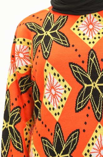 Patterned Sweater 80058-11 Orange Black 80058-11