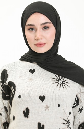 Pull Tricot à Motifs 80059-02 Beige Noir 80059-02