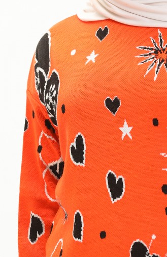 Triko Desenli Kazak 80059-05 Oranj Siyah