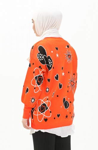 Triko Desenli Kazak 80059-05 Oranj Siyah