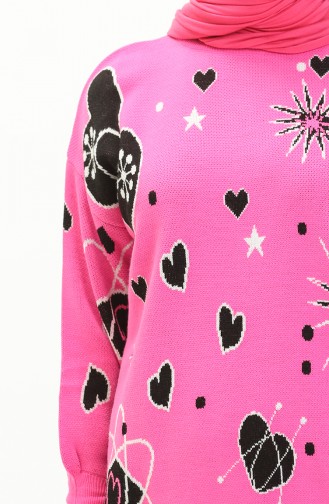 Trikot gemusterter Pullover 80059-06 Pink-Schwarz 80059-06