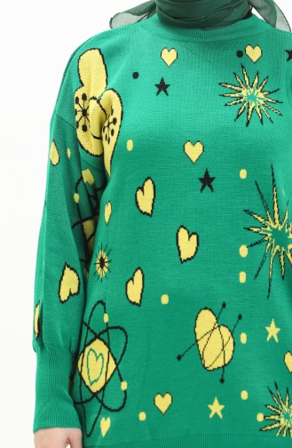 Pull Tricot à Motifs 80059-07 Vert Jaune 80059-07